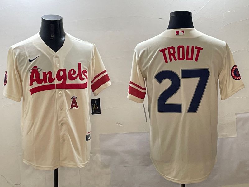 Men Los Angeles Angels #27 Trout Cream City Edition 2025 Nike MLB Jersey style 5->los angeles angels->MLB Jersey